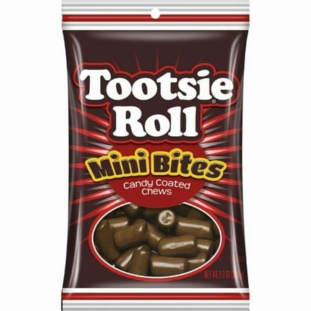 Tootsie Roll Mini Bites  Chocolatey Chewy Candy ? 7.3 Oz Peg Bag (Pack of 8)