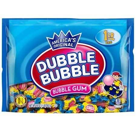 Dubble Bubble Twist Bubble Gum  Individually Wrapped Bubble Gum  Peanut Free & Gluten Free 16 Oz (Pack of 4)