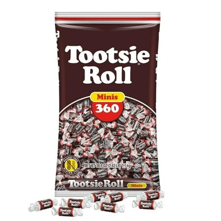 Tootsie Roll Midgees – Chewy Chocolate Gluten-Free Candy Minis – Bulk Bag of Individually Wrapped Candies for Kids  Parties  Classroom – 360 Cou