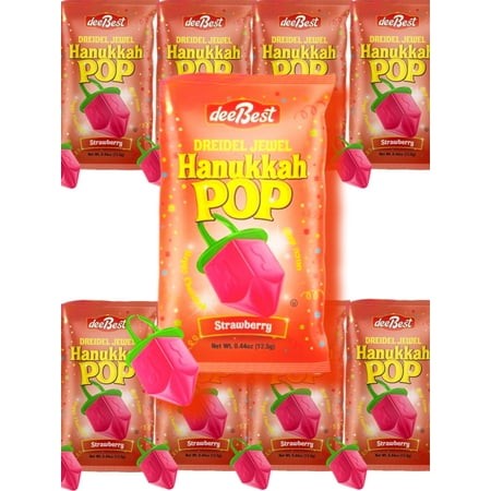 Ring Pops Jewel Dreidel Shape Candy  Strawberry Flavor Hanukkah Pops  Individually Wrapped  Kosher Party Favor  12 Count