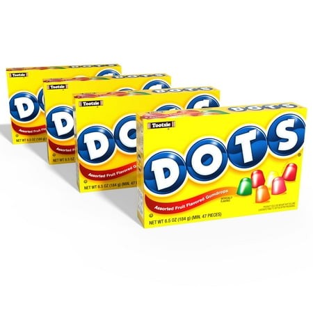 Pack of 2 - Dots Assorted Fruit Flavored Gumdrops Candy  6.5Oz Theater Box  4-Pack Packaging May Vary