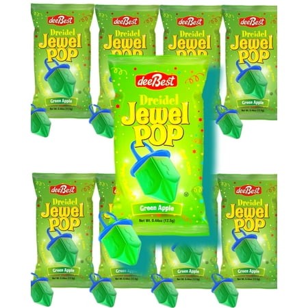 Hanukkah Dreidels Ring Pops Jewel Shape Candy  Individually Wrapped  Green Apple 9 Count