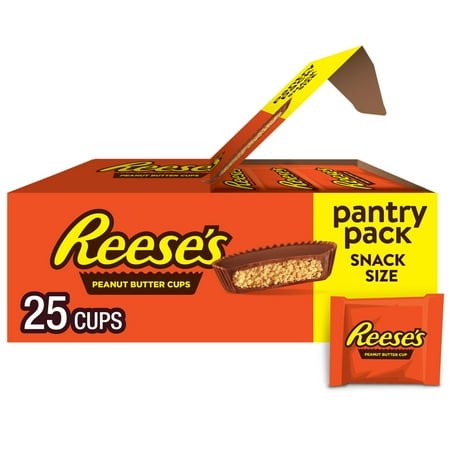 Pack of 2 - Reeses Milk Chocolate Snack Size Peanut Butter Cups  Candy Pantry Pack  13.75 Oz (25 Pieces)
