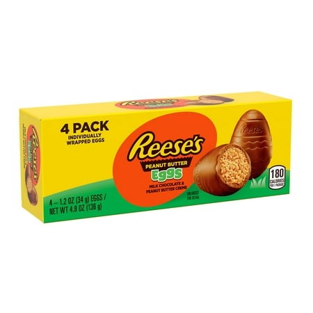 3 Pack REESE S Milk Chocolate Peanut Butter Creme Eggs Candy  Easter  1.2 Oz Box (4 Pieces)