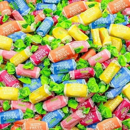 Tootsie Roll Fruit Chews Sour Assorted Candy Mix  5 Tangy Flavors  2 Lb – Perfect for Parties  Goody Bags  Birthdays  Halloween  Individually Wrappe
