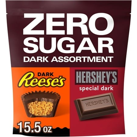 Hershey's and Reese's Zero Sugar Assorted Dark Chocolate Candy, Variety Bag 15.5 Oz 2-pack