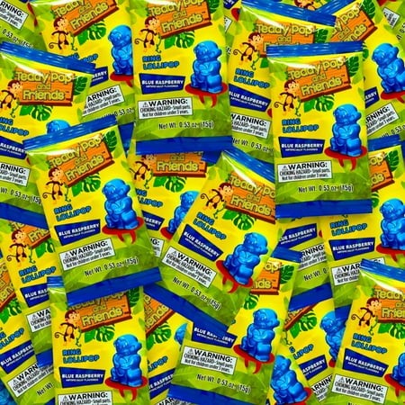 Teddy Pop and Friends Ring Lollipops 30 Count – Blue Raspberry  Individually Wrapped  Gluten-Free  Nut-Free  Wearable Candy  Perfect for Parties and