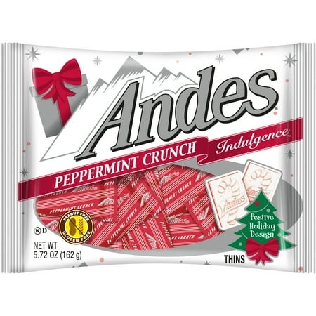 Andes  Peppermint Crunch  Individually Wrapped Mints  Peanut Free  Gluten Free  5.72 Oz. Contains Milk