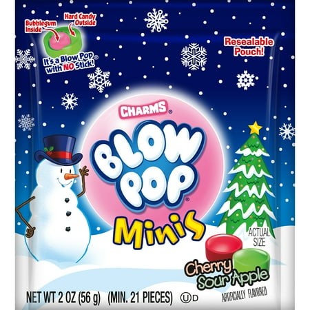 Charms  Blow Pop Mini  Christmas 2 Oz Pouch  Peanut Free  Gluten Free. Milk & Soy May Be Present