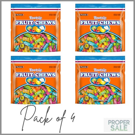 Tootsie Roll Fruit Chews  Assorted Fruit Flavors  14.37 Oz. Gluten Free  Peanut Free. Contains Milk and Soy. ( PACK of 4 )