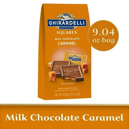 GHIRARDELLI Milk Chocolate Squares with Caramel Filling  9.04 Oz Bag Pack of 2
