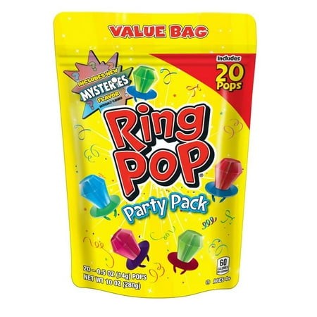 Ring Pop Lollipops - Bulk Candy SMRIndividually Wrapped Suckers Variety Party Pack- 20 Count W/ Assorted Flavors - Hard Candy for Party Favors  Kids &