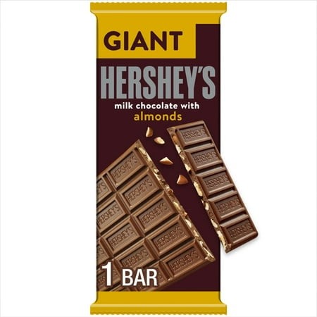 Pack of 3 HERSHEY S Milk Chocolate with Almonds Giant Candy Bar  7.37 Oz (packaging May Vary)