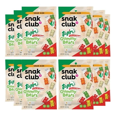 Snak Club Tajin Gummy BCF26 Bears  Assorted Fruit Candy Gummies with Chili and Lime Seasoning  Mild  Gluten-Free and Vegan Snacks  2 Oz Snack Bags  12