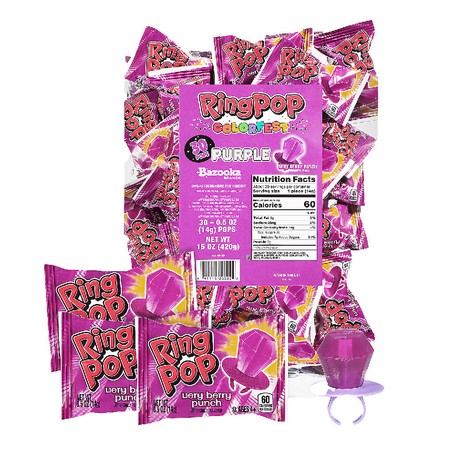 Purple Ring Pops – Berry Punch Flavor – Individually Wrapped – 30 Count Bulk Candy for Parties & Giveaways – 14.8 Oz