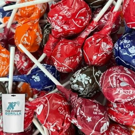 Tootsie Pops Lollipops  5 Assorted Flavors  5 Lb Bulk Bag - Individually Wrapped Packaged by the Hungry Gorilla in a Stand up Resealable Bag