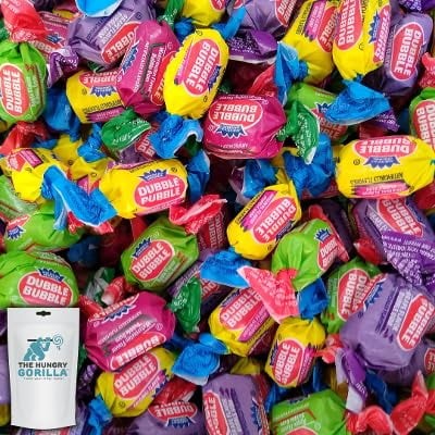 Dubble Bubble Gum - 5 Lb Bulk Bag (Around 285 Pieces) of 4 Flavor Assortment of Individually Wrapped Chewing Gum in a Resealable Stand-up the Hungry G