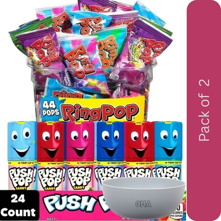Push Pop & Ring Pop Variety Pack Candy  68 Ct. with Bowl by OMA
