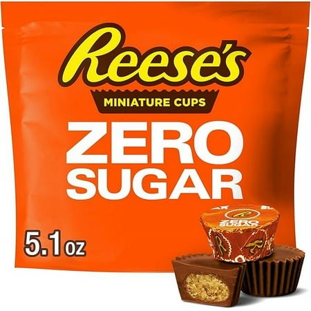 REESE S Zero Sugar Miniatures Chocolate Peanut Butter Cups  Candy Bag  5.1 Oz