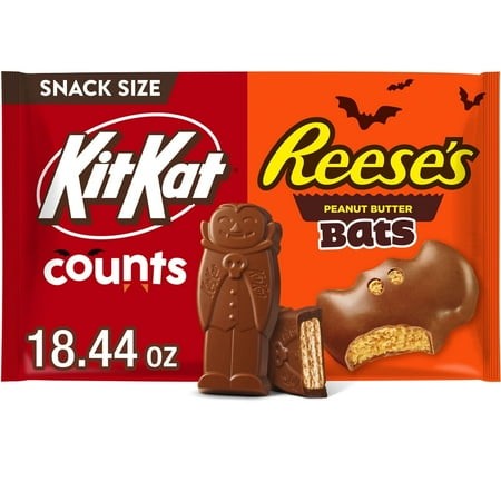 Kit Kat and Reese S Assorted Milk Chocolate Snack Size Halloween Candy  Bag 18.44 Oz  30 Pieces