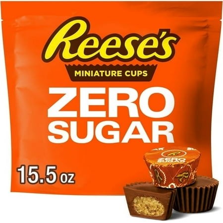 Reese S Zero Sugar Miniatures Chocolate Peanut Butter Cups Candy  Bag 15.5 Oz