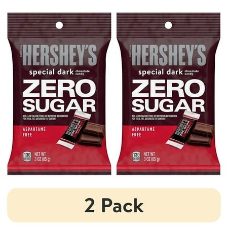 (2 Pack) Hershey S Zero Sugar Chocolate Candy Bars Bag Special Dark 3.0oz Pack of 2