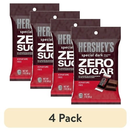 (4 Pack) Hershey S Zero Sugar Chocolate Candy Bars Bag Special Dark 3.0oz Pack of 2