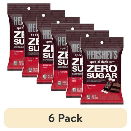 (6 Pack) Hershey S Zero Sugar Chocolate Candy Bars Bag Special Dark 3.0oz Pack of 2