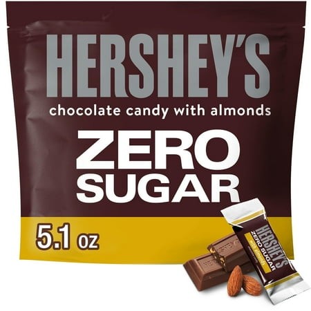 Hershey S Zero Sugar Chocolate with Almonds Candy  Bag 5.1 Oz
