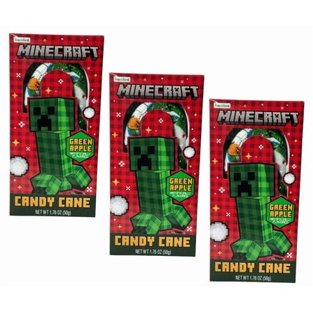 Frankford Minecraft Giant Holiday Green Apple Gamer Edition Stocking Stuffer Candy Cane  1.76 Oz - Pack of 3