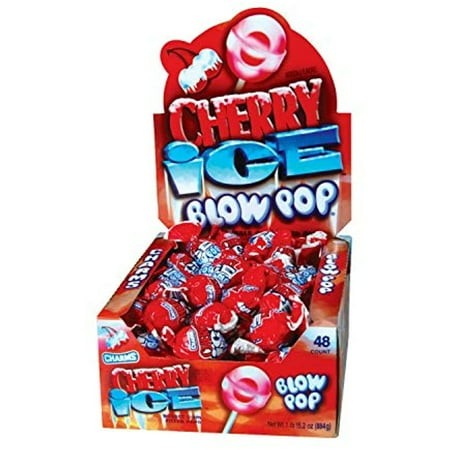Charms Blow Pop Cherry Ice – Bubble Gum Filled Lollipops  48 Count Box