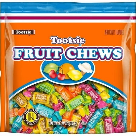Tootsie Roll Fruit Chews  Assorted Fruit Flavors  14.37 Oz. Gluten Free  Peanut Free. Contains Milk and Soy(2 Packs)