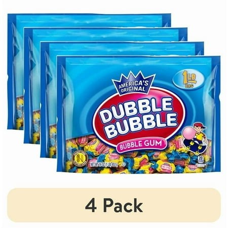 (4 Pack) Dubble Bubble Twist Bubble Gum  Individually Wrapped Bubble Gum  Peanut Free & Gluten Free 16 Oz Pack of 2