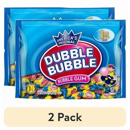(2 Pack) Dubble Bubble Twist Bubble Gum  Individually Wrapped Bubble Gum  Peanut Free & Gluten Free 16 Oz Pack of 2