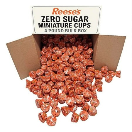 Reese’s Sugar Miniature Milk Chocolate Peanut Butter Cups - 4 LB (Approx 210 Pieces) - Individually Wrapped Sugar Free Candy