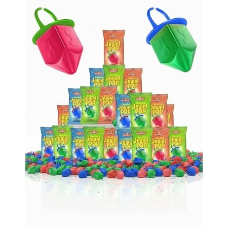 Hanukkah Dreidel Jewel Ring Pops Candy  Kosher Certified  18-Count Variety Pack  Blue Raspberry  Green Apple  Strawberry Flavors  Hanukkah Party Favor