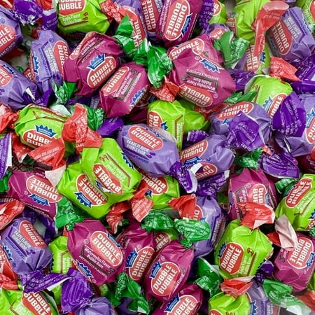 Dubble Bubble Assorted Fruit Flavor Gum - 1 Pound Bulk Bag of 3 Flavor Individually Wrapped Bubble Gum - Grape  Watermelon  Apple - Chewing Bubble Gum