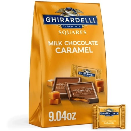 GHIRARDELLI Milk Chocolate Candy SQUARES with Caramel Filling  9.04 Oz Bag Pack of 1