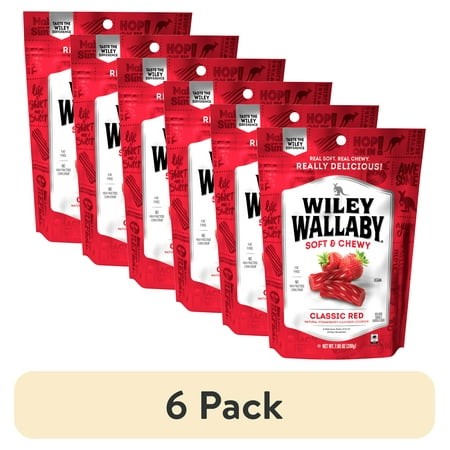 (6 Pack) Wiley Wallaby Classic Red Licorice Candy  7.05 Oz. Resealable Bag