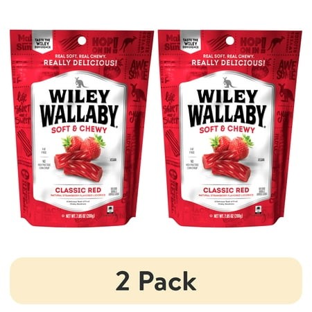 (2 Pack) Wiley Wallaby Classic Red Licorice Candy  7.05 Oz. Resealable Bag