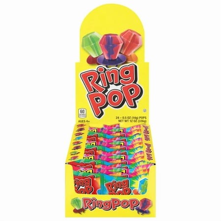 Ring Pop Assorted Flavors Party Pack – 24 Count Box  0.5 Oz Individually Wrapped Candy