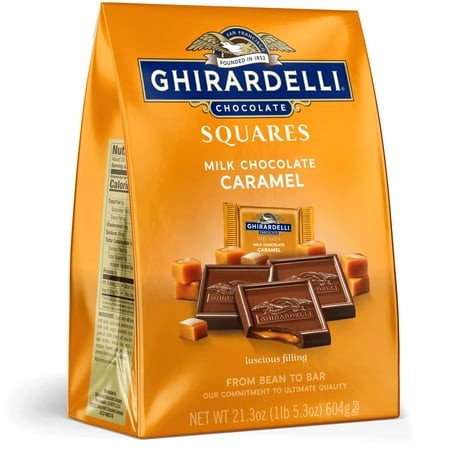 GHIRARDELLI Milk Chocolate Caramel Squares  MDA05 Individually Wrapped Candy for Gifting and Sharing  21.3 Oz Bag