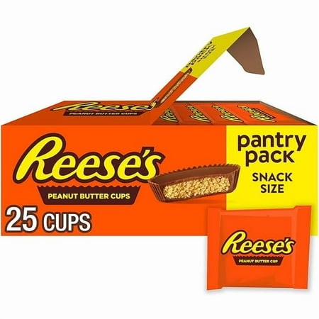 Pack of 1 REESE S Milk Chocolate Snack Size Peanut Butter Cups  Candy Pantry Pack  Halloween Candy  13.75 Oz (25 Pieces)
