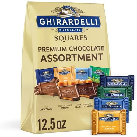 GHIRARDELLI Premium Chocolate Assortment SQUARES  MDA05 12.5 Oz Bag Variety Pack of Milk  Dark  Mint  and Caramel Chocolates