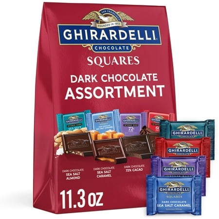 GHIRARDELLI Dark Chocolate SQUARES Assortment  MDA05 11.3 Oz Bag Premium Assorted Dark Chocolate Candy Individually Wrapped