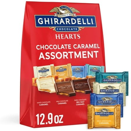 GHIRARDELLI Chocolate Caramel SQUARES Assortment  MDA05 12.9 Oz Bag Premium Milk  Dark  and White Chocolate with Luscious Caramel Filling