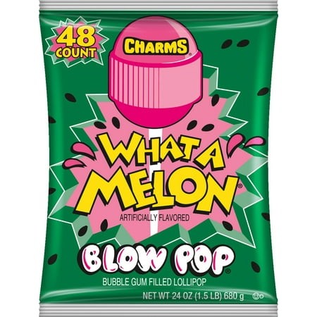 Charms Blow Pop What a Melon Bubble Gum  48 Count  50 Calories  24 Oz. Bag