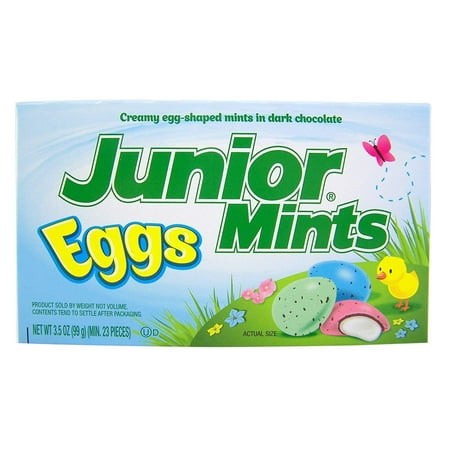 PSLLC JUNIOR MINTS EGGS Limited Edition Easter Spring Dark Chocolate Candy Candies Gluten Free and Peanut Free Movie Theater Box  3.5 Oz (1 Box)