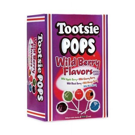 Tootsie Pops  Assorted Wild Berry Flavors  0.6 Oz Lollipops  100/Box  Delivered in 1-4 Business Days