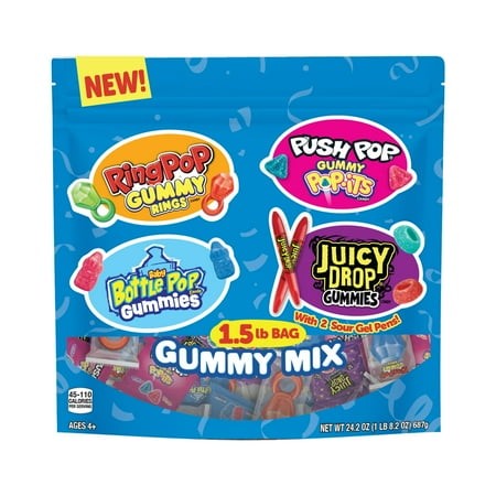 Ring Pop  Baby Bottle Pop  Push Pop  Juicy Drop Pop  Fruit Flavored  Gummy Candy  24.2 Oz  52 Count Bag